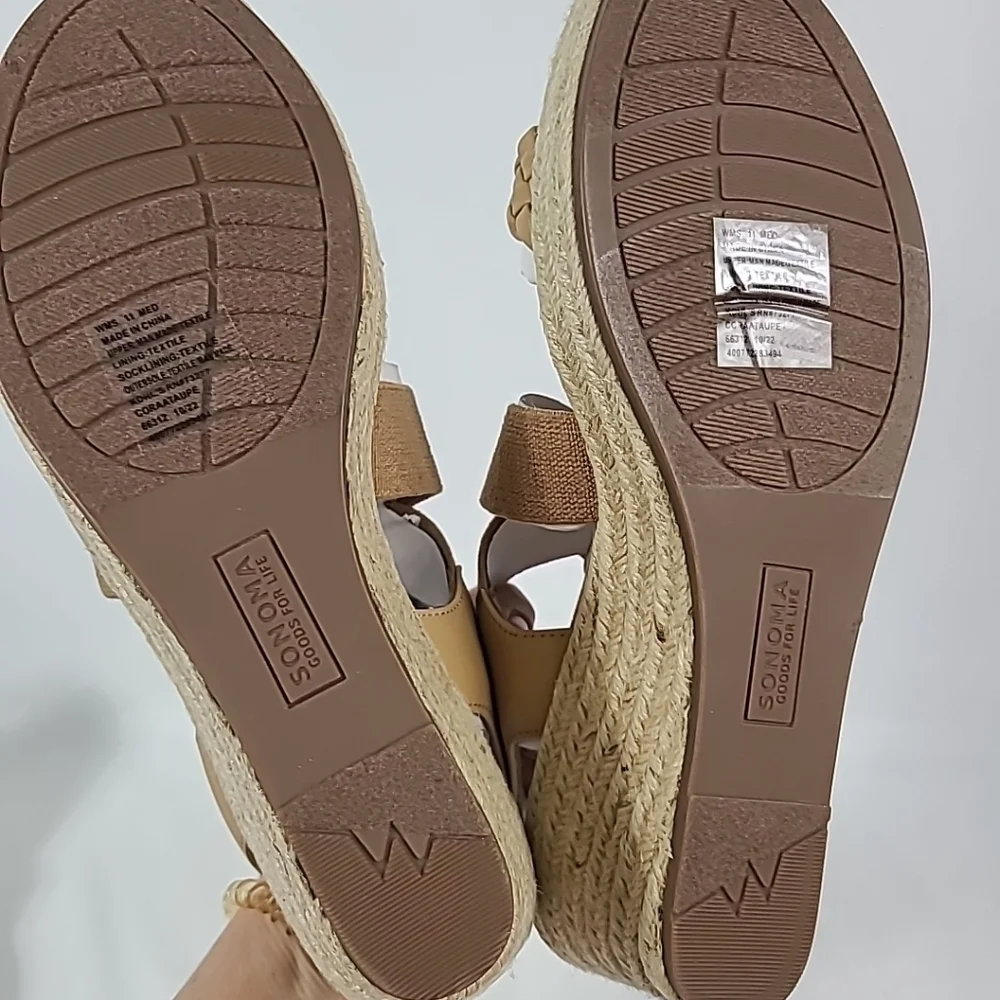 NEW Sonoma Goods For Life® Coraa Espadrille Wedge Sandals Ortholite Taupe Sz 11